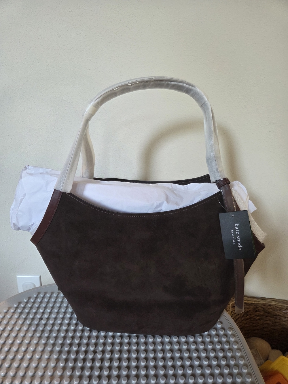 NWT Kate Spade Deco Suede Tulip Tote Bag In Hot Fudge - Picture 6 of 8